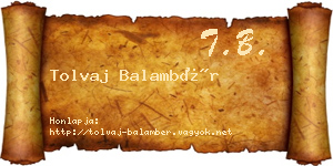 Tolvaj Balambér névjegykártya